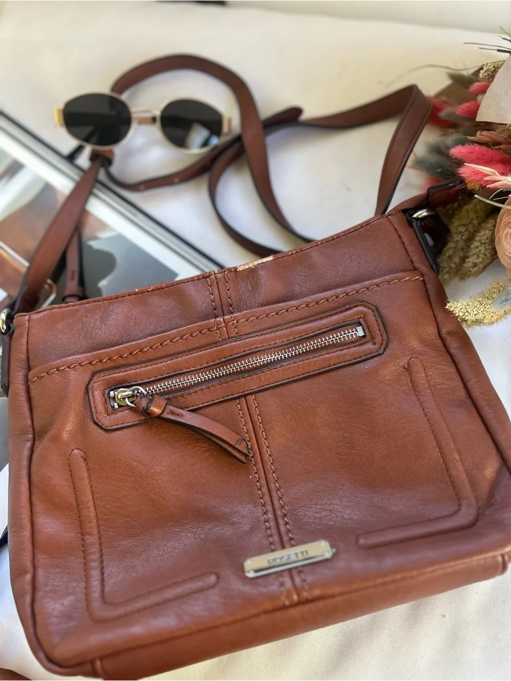 Rosetti Brown Leather Crossbody Bag
